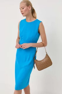 Sukienki - BOSS sukienka kolor niebieski mini dopasowana - Boss - grafika 1