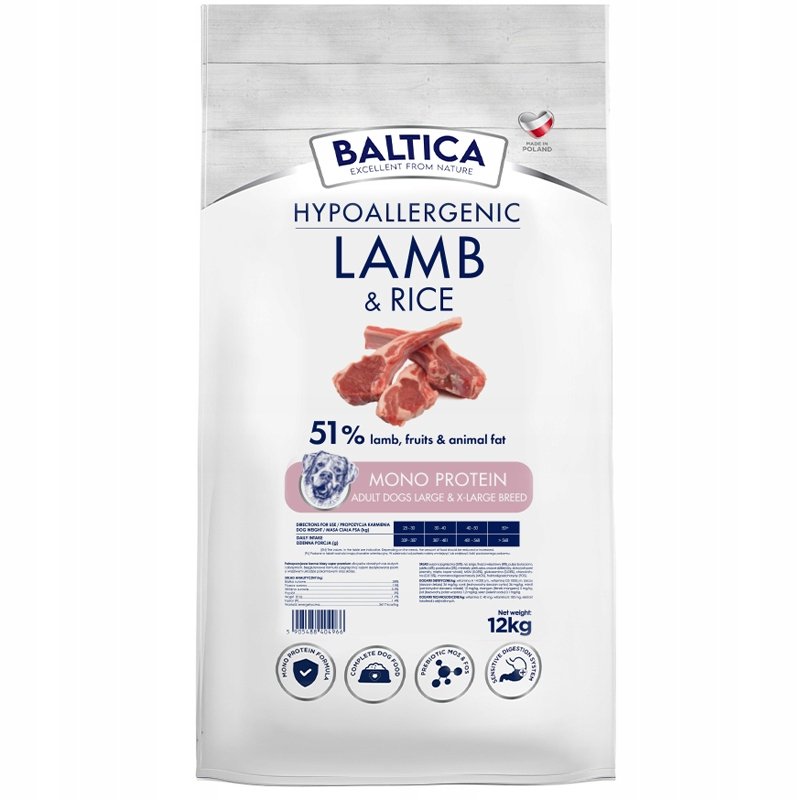 BALTICA KARMA L/ XL JAGNIĘCINĄ LAMB RYŻEM DUZYCH 12kg
