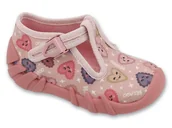 Buty dla dziewczynek - Kapcie dziewczęce różowe Befado 110P517 domowe do przedszkola na zapinki-21 - miniaturka - grafika 1