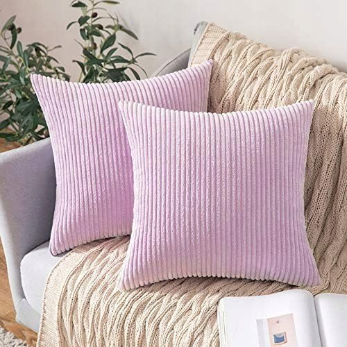 MIULEE Zestaw 2 Poszewek Na Poduszki Kord 40x40 cm Fioletowe