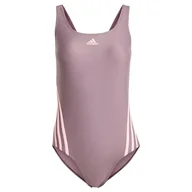 Stroje kąpielowe - adidas Damski strój kąpielowy z 3 paskami 34, Cień figa/różowa iskra, 38 - miniaturka - grafika 1