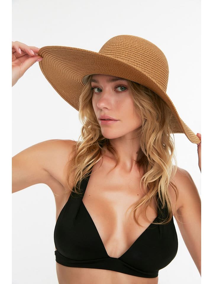 trendyol Kapelusz w kolorze beżowym