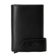 Portfele - Męski portfel skórzany z wysuwaną przegrodą na karty czarne - miniaturka - grafika 1