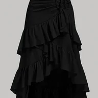 Spódnice - TEMU Elegancka spódnica midi, jednolity , poliester, sznurek, 116g/m², , na wiosnę, , jesień - miniaturka - grafika 1