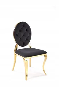 Krzesło K556 Czarny Welur Złoty styl glamour - Krzesła - miniaturka - grafika 1
