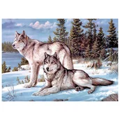 Zabawki kreatywne - Mozaika diamentowa, haft 30x40 Wilki Zima Flamingo line - miniaturka - grafika 1