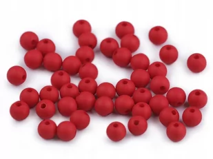 Kule Plastikowe Matowe Czerwone 6Mm 40Szt - Półfabrykaty do biżuterii - miniaturka - grafika 1