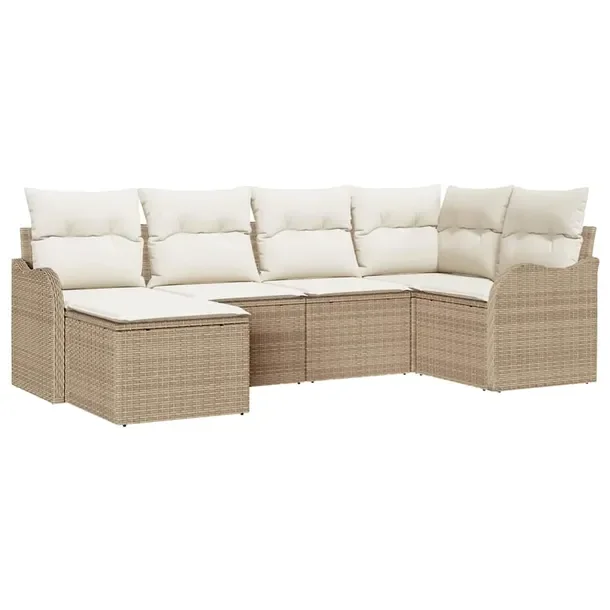 Zestaw Sof Ogrodowych Modułowych Beżowy, 3 Elementy, Rattan
