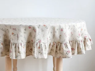 Obrus okrągły z falbanką heavy linen WILD FLOWERS - Obrusy i serwetki Obrus okrągły z falbanką heavy linen WILD FLOWERS - Obrusy i serwetki - miniaturka - grafika 1