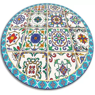 Uniwersalny dywan okrągły winylowy portugalskie kafelki fi50 cm - Dywany - miniaturka - grafika 1