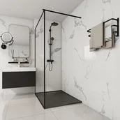 Brodziki prysznicowe - Brodzik posadzkowy lub wpuszczany w posadzkę z żywicy - Czarny - 120 x 90 cm - LYROSA - miniaturka - grafika 1