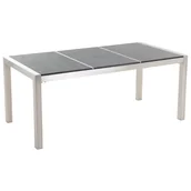 Stoły ogrodowe - Beliani Stół ogrodowy granit palony dzielony blat 180 x 90 cm czarny GROSSETO 12393 - miniaturka - grafika 1