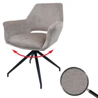 Krzesła - Krzesło do jadalni HWC-M53, krzesło kuchenne tapicerowane z podłokietnikiem, obrotowa pozycja automatyczna, metalowa tkanina MVG ~ taupe - miniaturka - grafika 1