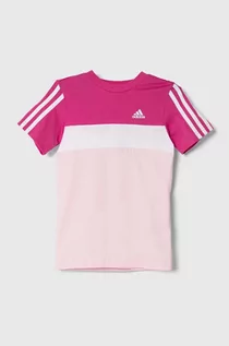 Koszulki dla dziewczynek - adidas t-shirt bawełniany dziecięcy kolor różowy - grafika 1