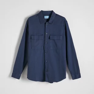 Reserved - Koszula regular fit z lnem - Granatowy - Koszule męskie - miniaturka - grafika 1