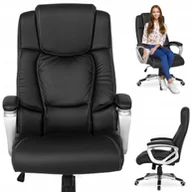 Fotele i krzesła biurowe - Krzesło Biurowe Obrotowe Fotel Biurowy Obrotowy Do Biurka Czarny BRAVO - miniaturka - grafika 1