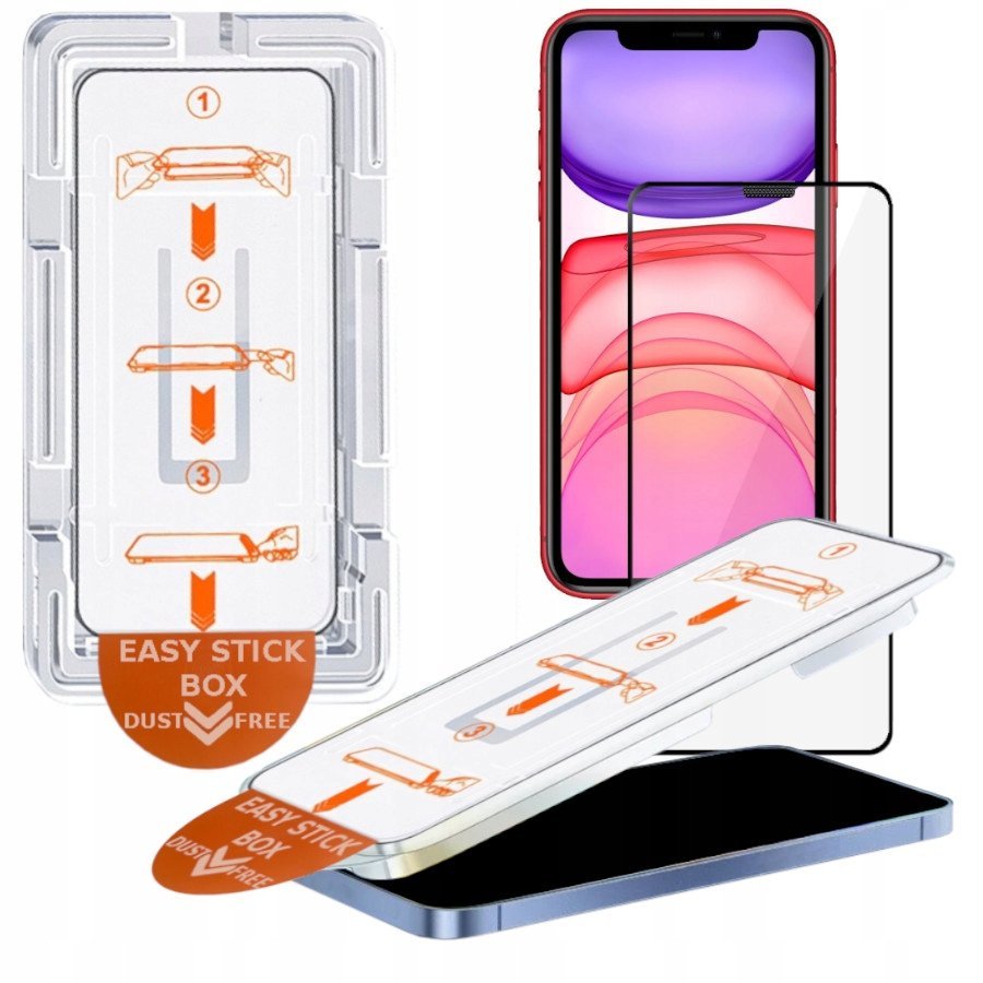 Szkło hartowane 5D z ramką do montażu szybka EZ FREE DUST do IPhone 11 / XR