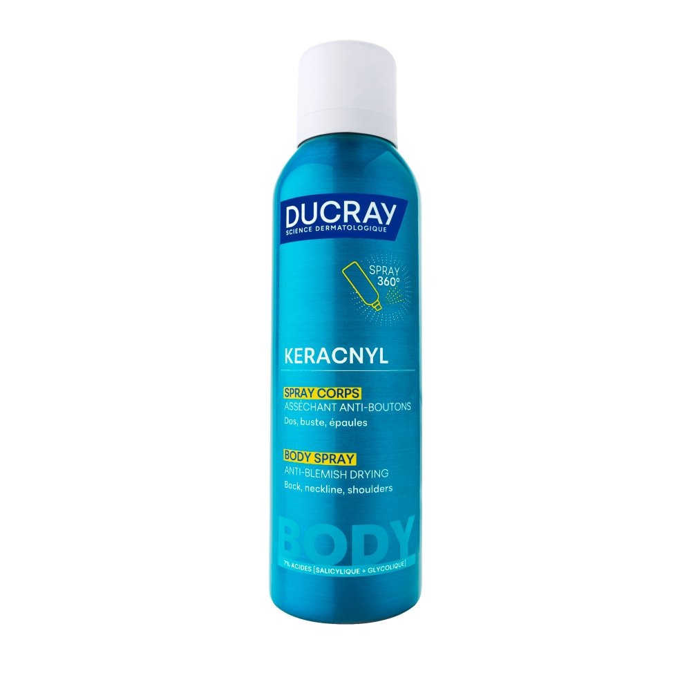 Ducray Keracnyl Wysuszający spray do ciała przeciw niedoskonałościom, 150 ml