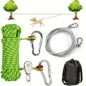 Inne - TEMU System Wózkowy dla Psa z 50ft Odblaskowym z Obrotem i 12ft Kablem Biegacza - miniaturka - grafika 1