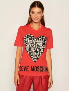 Koszulki i topy damskie - Love Moschino T-Shirt W4F152LM 3876 Czerwony Regular Fit - grafika 1