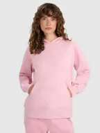 Bluzy damskie - 4F Bluza dresowa nierozpinana z kapturem damska - różowa XXL - miniaturka - grafika 1