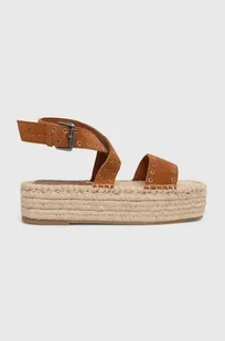 Pepe Jeans sandały zamszowe PLS90657 damskie kolor brązowy na platformie TRACY ANTIQUE - Sandały damskie - miniaturka - grafika 1