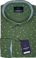 Koszule męskie - Elegancka wizytowa zielona PREMIUM koszula męska z lycrą wzory REGULAR-FIT - miniaturka - grafika 1