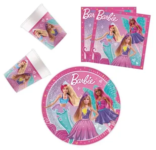 Barbie Zestaw Party Urodzinowy Zastawa Stołowa Papierowa - Zestawy naczyń dla dzieci - miniaturka - grafika 1