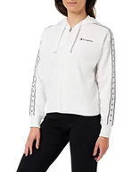 Bluzy damskie - Champion Damska bluza z kapturem Legacy Tape 2.0 Powerblend Regular Full Zip z kapturem, biała, XL - miniaturka - grafika 1