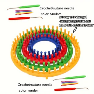TEMU 1/4 Okrągły do , Losowy, Plastikowe Narzędzie do Robienia na Drutach DIY, Okrągłe do Grubej Włóczki, Czapki i Szaliki dla Początkujących, - Rękodzieło - miniaturka - grafika 1