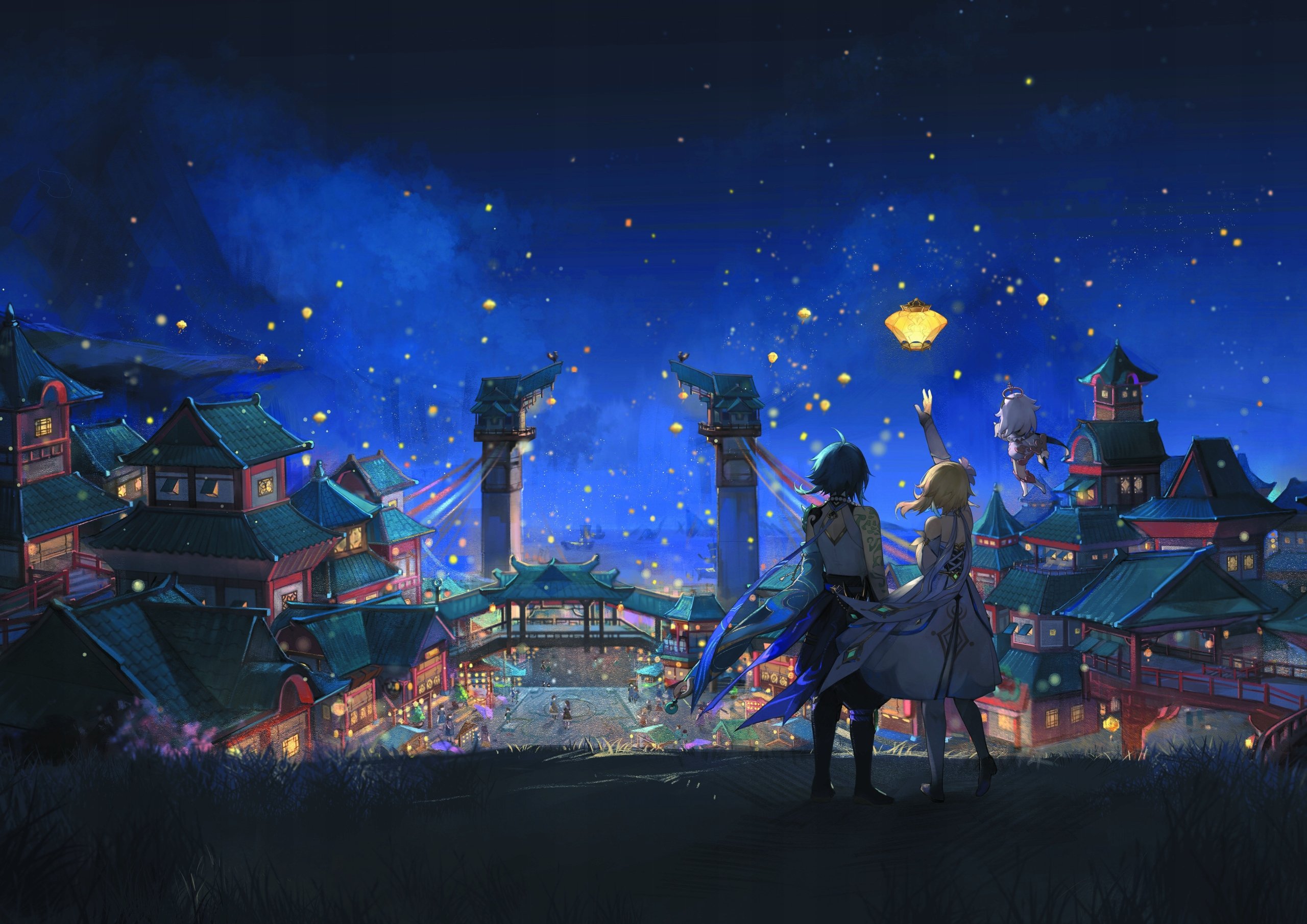 Plakat A1 Genshin Impact Lumine i Xiao