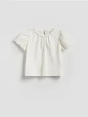 Bluzki dla niemowląt - Reserved - Bluzka z ażurowym rękawem - złamana biel - miniaturka - grafika 1