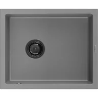 Zlewozmywaki - Mexen Pedro zlewozmywak granitowy 1-komorowy 560 x 460 mm, szary, syfon czarny - miniaturka - grafika 1