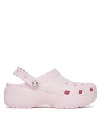 Klapki i japonki damskie - Crocs Klapki Classic Platform Pearl Clog 211231 Różowy - miniaturka - grafika 1