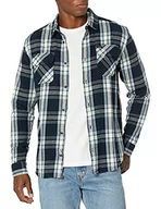 Koszule męskie - RVCA Męska koszula flanelowa z długim rękawem i guzikami, Rvca L/S Flanelowy/Granatowy Morski, XL - miniaturka - grafika 1