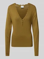 Swetry damskie - Sweter z dzianiny z dekoltem w serek model ‘DIANE’ - miniaturka - grafika 1
