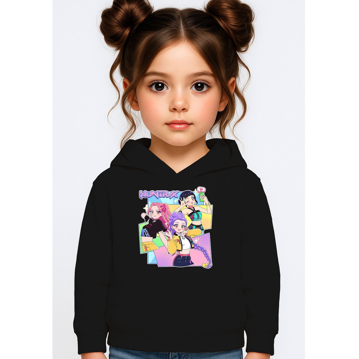 BLUZA DZIECIĘCA K-POPOWE ŁOWCZYNIE DEMONÓW HUNTRIX 134-140 Z KAPTUREM