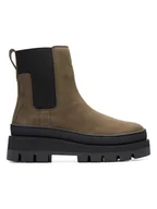 Botki damskie - Clarks Skórzane sztyblety "Orianna2 Top" w kolorze jasnobrązowym - miniaturka - grafika 1