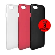 Etui i futerały do telefonów - aiino Z3RO - 3 x etui na telefon komórkowy iPhone 7, iPhone 8 i iPhone SE (2020), ochrona przód i tył z tworzywa TPU, odporne na zarysowania, przezroczyste, czarne, czerwone - miniaturka - grafika 1