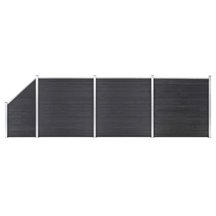 vidaxl Ogrodzenie WPC, 3 panele kwadratowe, 1 skośny, 619x186cm, szare 3053235 - Ogrodzenia - miniaturka - grafika 13