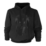 Bluzy męskie - Bluza kangurka z kapturem i kieszeniami czacha, Captain Mike czarna r.L - miniaturka - grafika 1