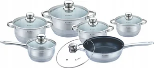 KOMPLET ZESTAW GARNKÓW STALOWYCH Z POKRYWĄ GAZ INDUKCJA 12 ELEMENTÓW ELITE - Zestawy garnków i patelni - miniaturka - grafika 1