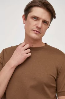 Koszulki męskie - BOSS t-shirt męski kolor brązowy gładki - Boss - grafika 1