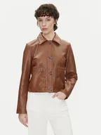 Kurtki damskie - Pepe Jeans Kurtka skórzana Hillary PL402542 Brązowy Regular Fit - miniaturka - grafika 1