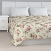 Narzuty - Dekoria Narzuta pikowana w pasy różowo-beżowe róże na kremowym tle szer.260 × dł.210 cm Londres 500-141-07 - miniaturka - grafika 1