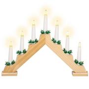 Bombki - Świecznik adwentowy Led 7 świec drewniany ozdoba bożonarodzeniowa - miniaturka - grafika 1