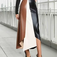 Spódnice - TEMU Elegancka Asymetryczna Spódnica Midi A-Line dla Kobiet - Długa, Swawolnie Opadająca, Przejście od Ołówkowej do Midii, Całoroczne Kolory - miniaturka - grafika 1