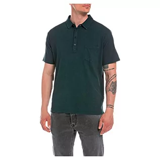 Koszulki męskie - Replay Męska koszulka polo, Dark Green 135, S - grafika 1