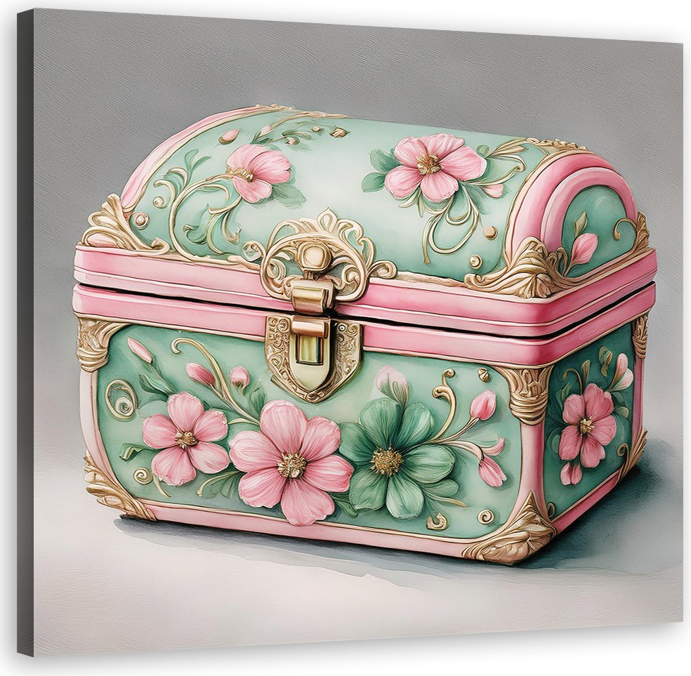 Feeby obraz na płótnie szkatułka 30x30 cm obraz w odcieniach koloru różu w stylu Vintage i retro do pokoju biura salonu jadalni