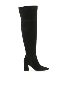 Zamszowe muszkieterki na szerokim obcasie - Kozaki damskie - miniaturka - grafika 1